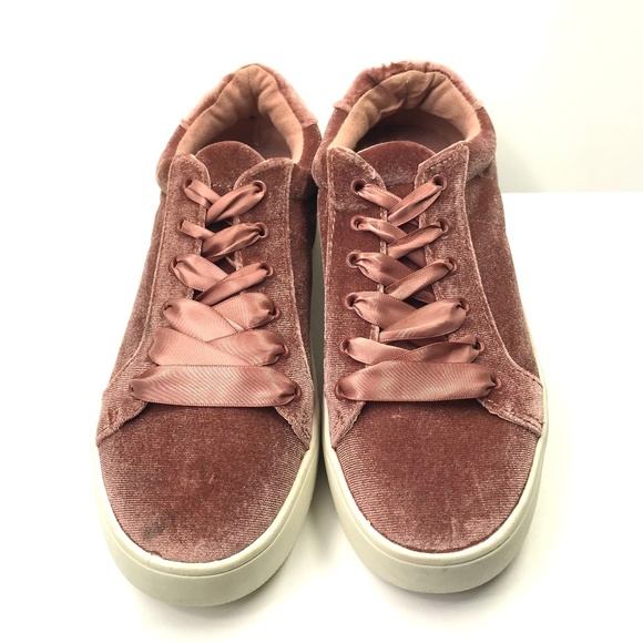 Big Buddha Shoes - Big Buddha Pink Velvet Sneakers w ribbon laces -9